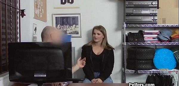  Drilling teen with nice boobies on the office desk
